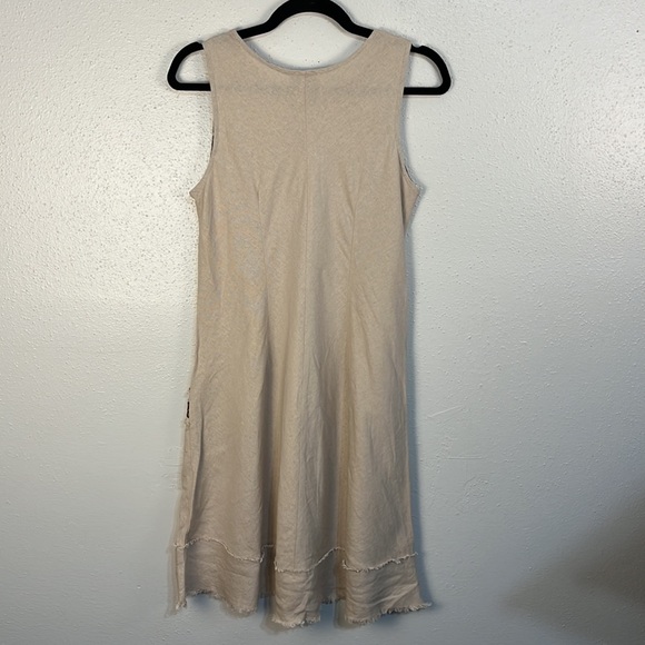 Signature by Robbie Bee size 8 petite linen blend dress cheetah trim - Picture 6 of 8